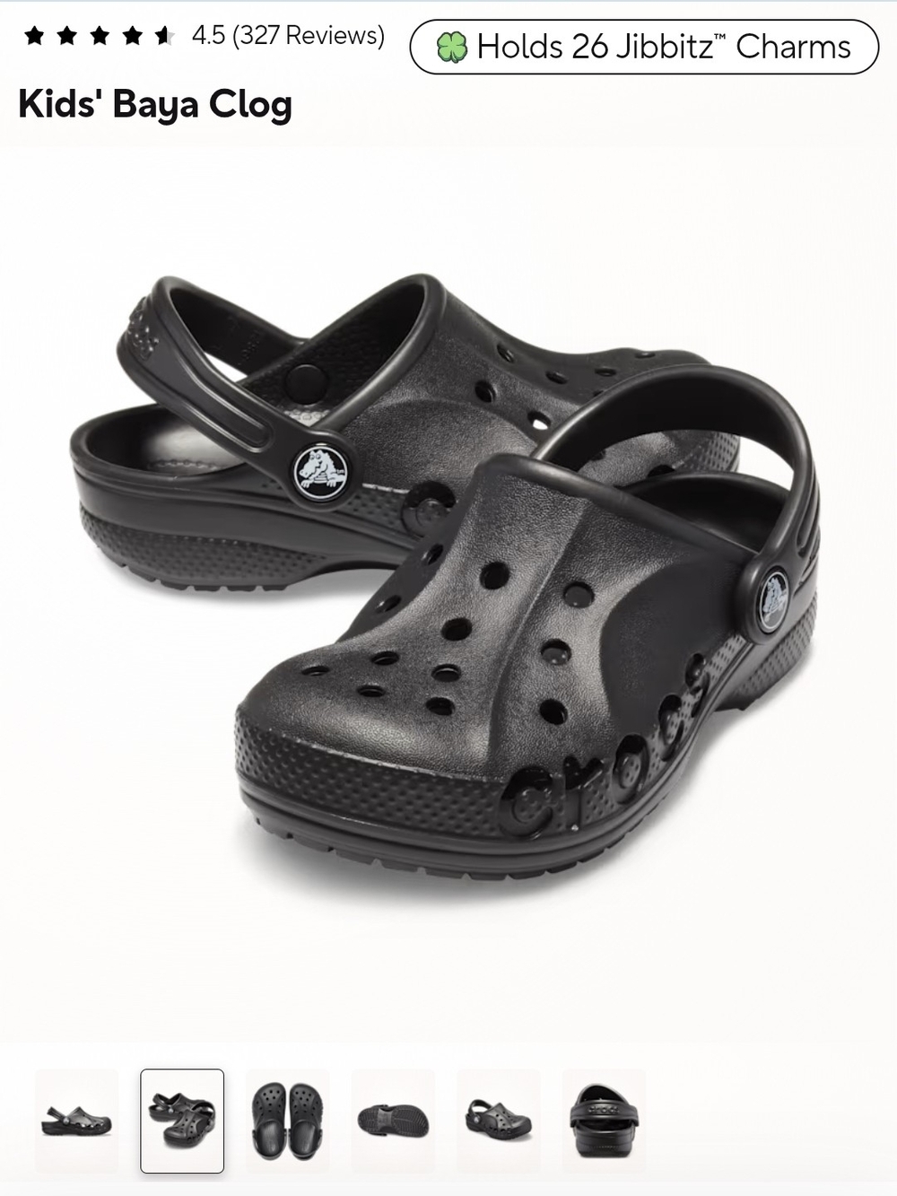 CROCS Kids Baya Clog in Black